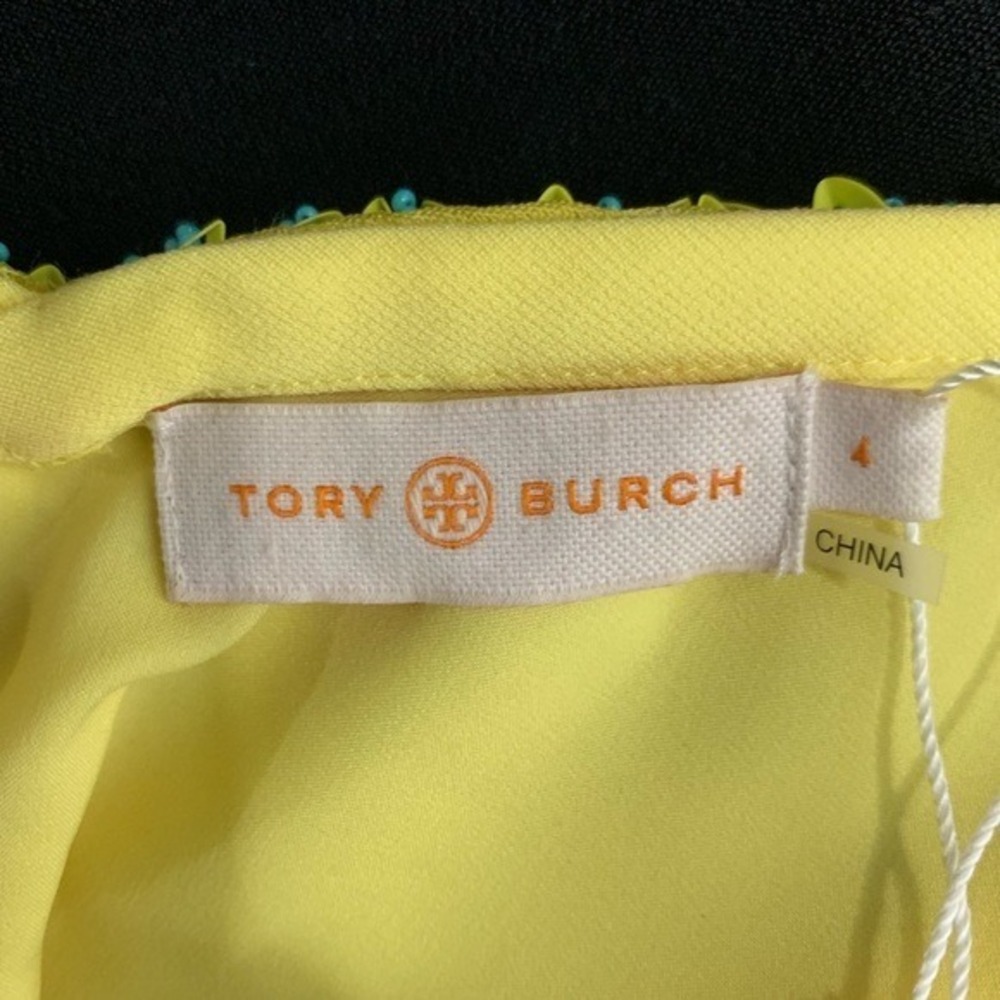 Tory Burch Yellow Portia Beaded V-Neck Sleeveless Sheath Dress NWT Sz 4 - Picture 9 of 9
